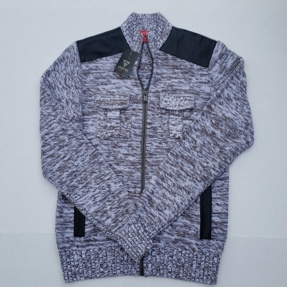 New GUESS Drian Mock-Neck Zip Men's Sweater - Picture 3 of 6